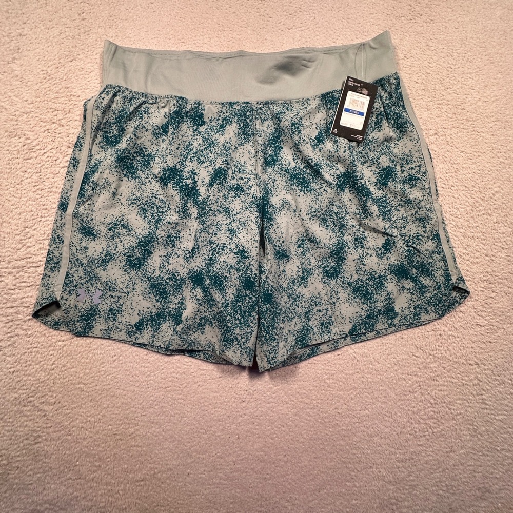 Under Armour Speedpocket 7" PRT Shorts‎ Mens XL Teal Grey Speckled Athletic NWT